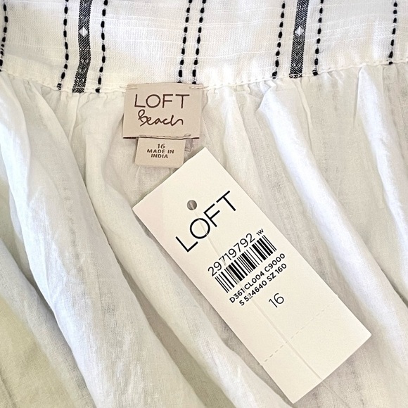 NWT LOFT Beach Halter Neck Flounce Hem Striped Cotton Sun Dress White 16 - Picture 13 of 14